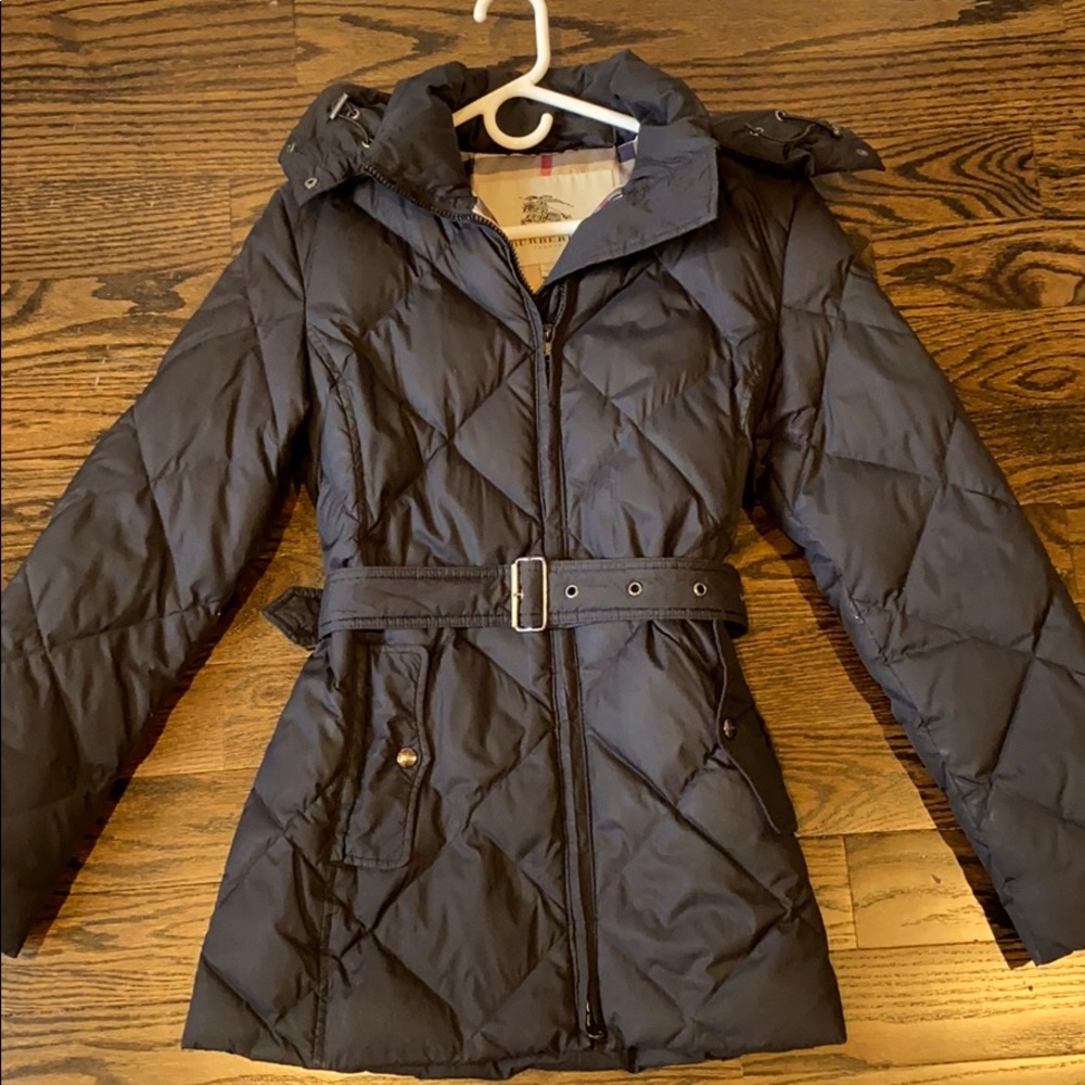 Burberry quilted down coat with detachable belt